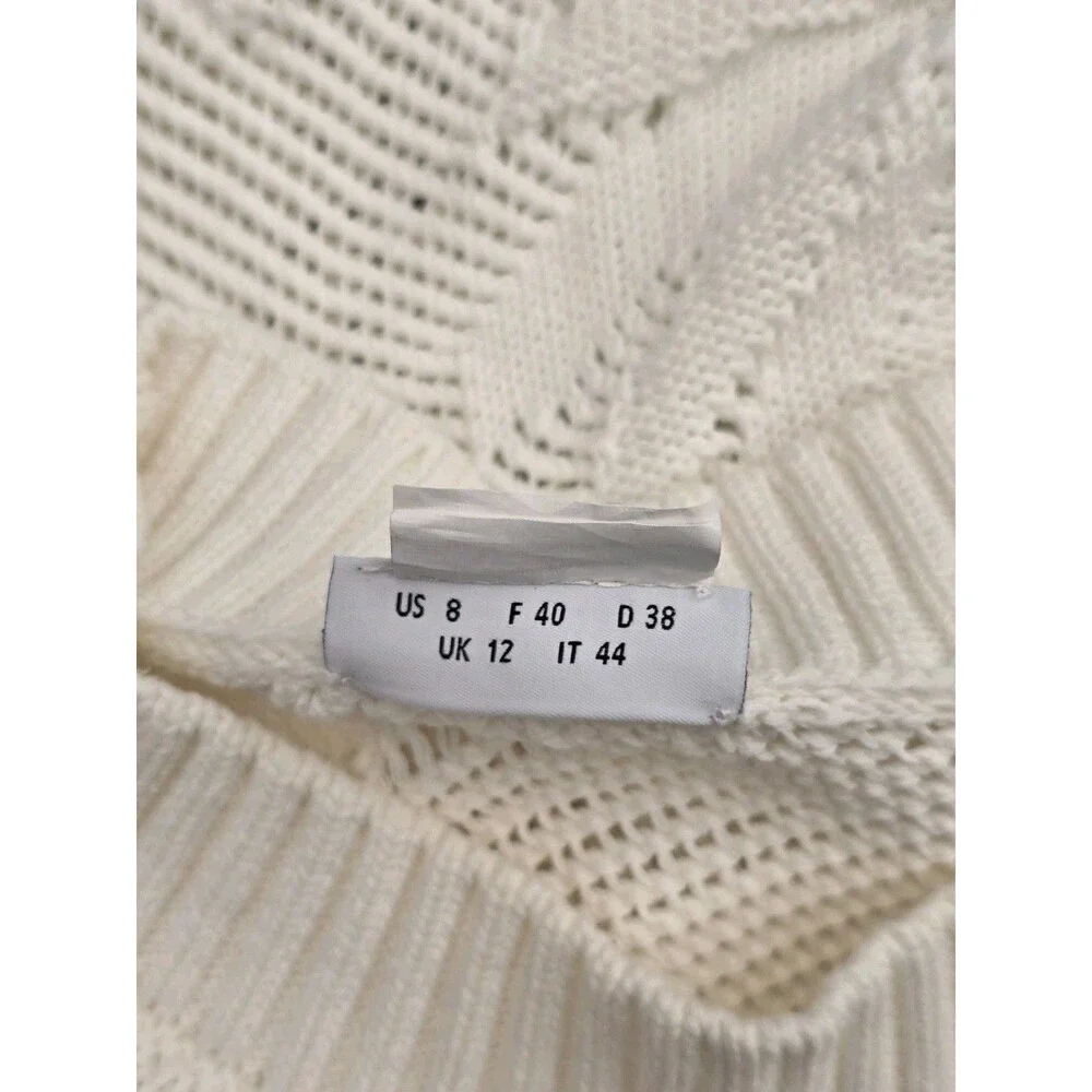 Akris Punto "Hello Sunshine" Cream Knit Short Sleeve Pullover Sweater Size 8 - Picture 6 of 10